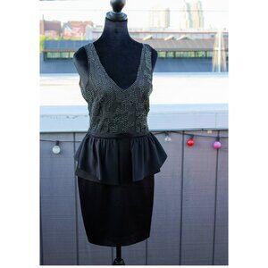 BEBE Beaded Peplum Sleeveless Mini Dress - Size S